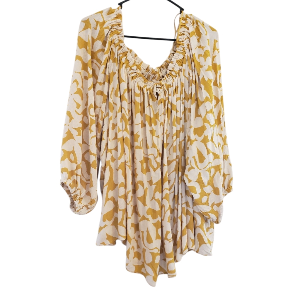 Terra and Sky Yellow and White Women's Top